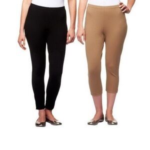 Women with Control Black and Tan Capris Set of 2 QVC New
